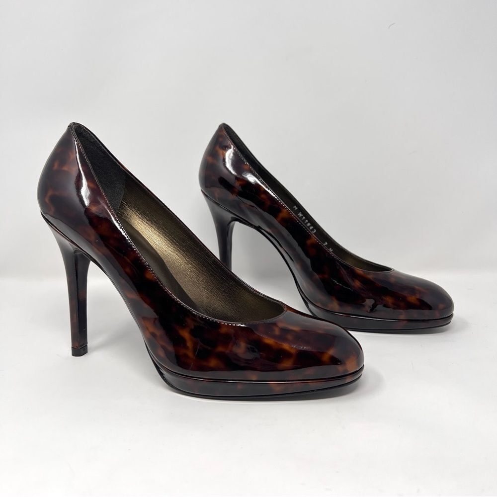 Stuart Weitzman Tortoiseshell Patent Platform Pumps – Size 7M – Stiletto Heels